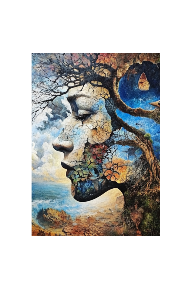 AI-Designed Nature Fusion Framed Poster – "Elemental Harmony"